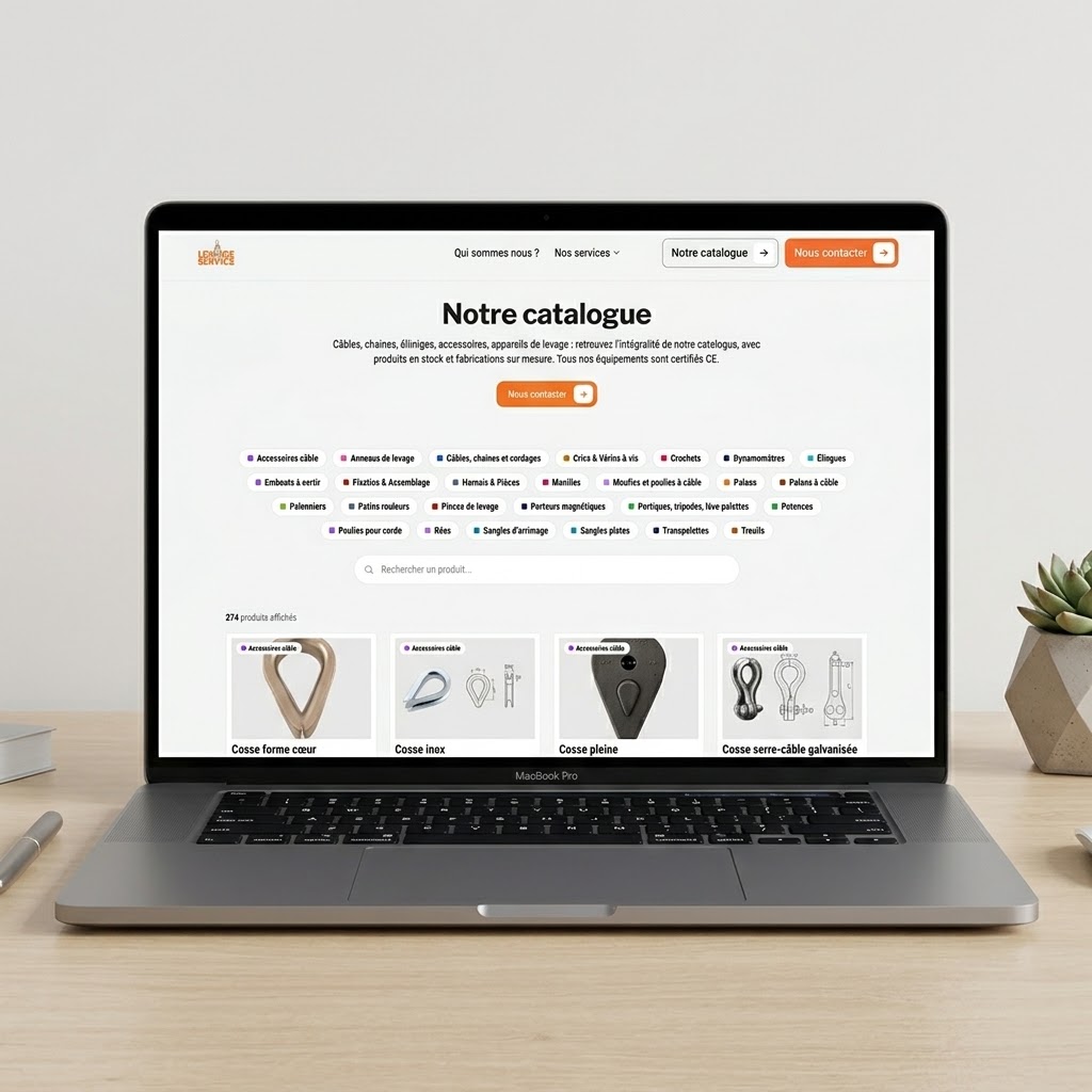 Levage Service, Le site d'un fabricant d'équipements de levage installé depuis 1975 : valoriser — réalisation Webiteasy en Vendée