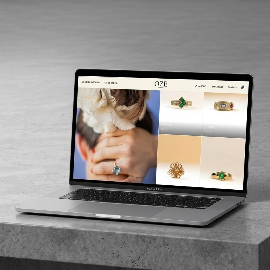 Oze Joaillerie, La boutique en ligne d'une maison de joaillerie haut de gamme : — réalisation Webiteasy en Vendée